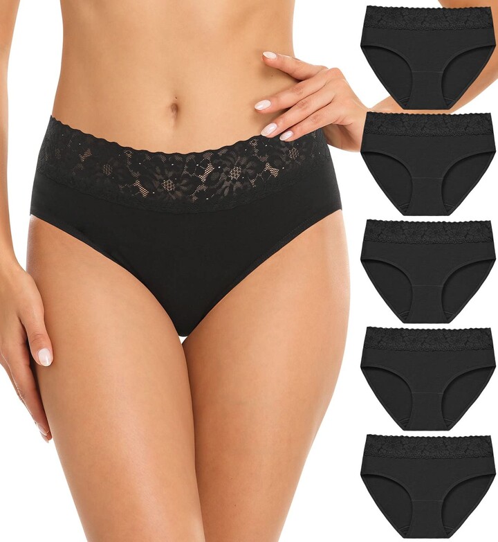 Wealurre Women's Underwear Lace Briefs Cotton Hipster Women's Panties  Underwear Women Pack of 5 - ShopStyle Knickers