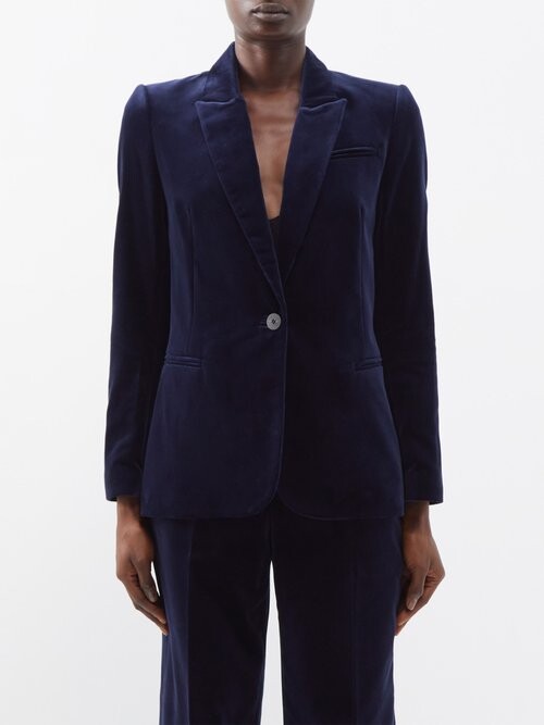 Margarita Navy Blue Velvet Jacket Dress X-Small (Sizes 00-0)