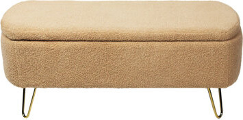 George Oliver Elegant Storage Bench With Faux Fur Upholstery And Stable Gold Leg Configurations For Bedroom Stylish Seat Supports