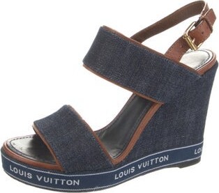 Louis Vuitton Shearling Colorblock Pattern Slingback Sandals