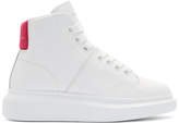 Thumbnail for your product : Alexander McQueen White and Pink Oversized High-Top Sneakers