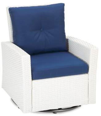 Bed Bath & Beyond Barrington Wicker Swivel Chair in Blue