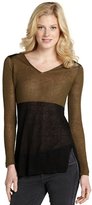 Thumbnail for your product : Line forest and black colorblock linen-blend 'Horizon' v-neck sweater