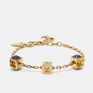 Louis Vuitton Gamble Crystal Gold Tone Drop Earrings Louis Vuitton