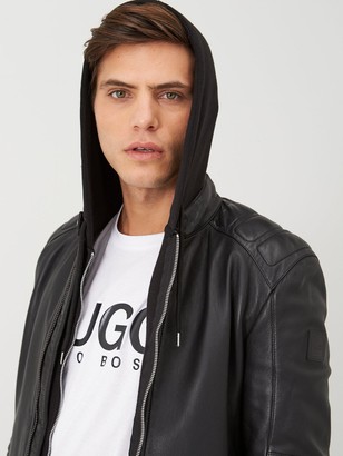 HUGO BOSS Jagson 2 Leather Jacket - Black - ShopStyle