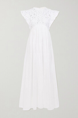 Chloé - Broderie Anglaise Cotton-poplin Maxi Dress - White