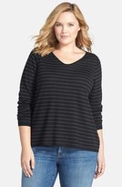 Thumbnail for your product : Eileen Fisher Stripe Merino Jersey Top (Plus Size)
