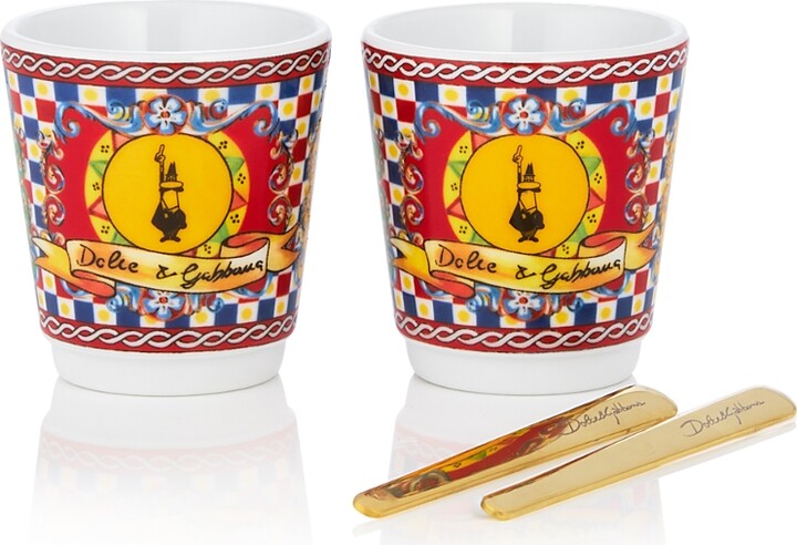 Bialetti D & G Porcelain Espresso Cups and Stirrers, Set of 2