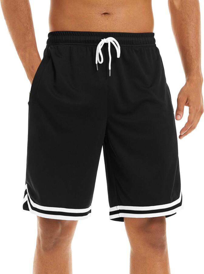 Lacsinmo Men Basketball Shorts Jogging Shorts Running Shorts Zip