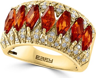 Effy 14K Yellow Gold Citrine Diamond Ring - Size 7 - 0.29ct.