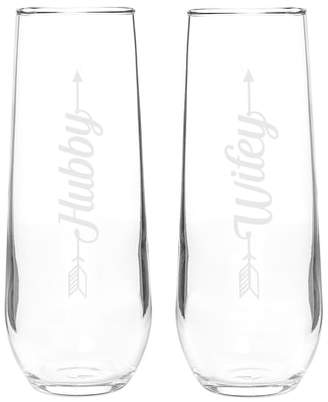 Cathy's Concepts Hubby/Wifey Set of 2 Stemless Champagne Flutes