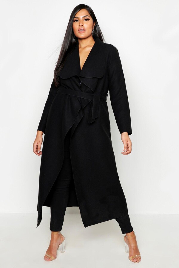 black maxi coat wool