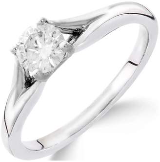 Love GOLD 9ct white gold 1/2 carat diamond solitaire with tapered shoulders ring