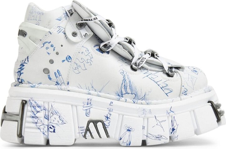 Vetements x New Rock sketch-print sneakers - ShopStyle