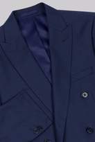 Thumbnail for your product : Moss Bros Skinny Fit Blue Sharkskin Double Breasted Suit