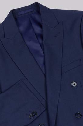 Moss Bros Skinny Fit Blue Sharkskin Double Breasted Suit