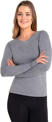 Calvin Klein Womens Vibe Longsleeved Scoop Neck T-Shirt - Silver - S