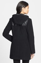 Thumbnail for your product : Cole Haan Faux Leather Trim Wool & Cashmere Blend Hooded Duffle Coat