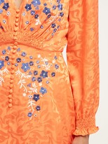 Thumbnail for your product : Saloni Eve Floral-jacquard Silk Mini Dress - Orange Multi