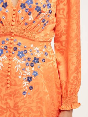 Saloni Eve Floral-jacquard Silk Mini Dress - Orange Multi