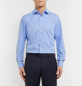 Thumbnail for your product : Canali Blue Cutaway-Collar Puppytooth Stretch Cotton-Blend Shirt