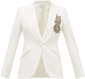 Alexander McQueen Single-breasted Embroidered Leaf-crepe Jacket - Ivory