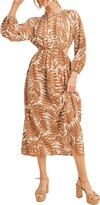 Thumbnail for your product : Lush Split Neck Long Sleeve Leaf Print Midi Dress
