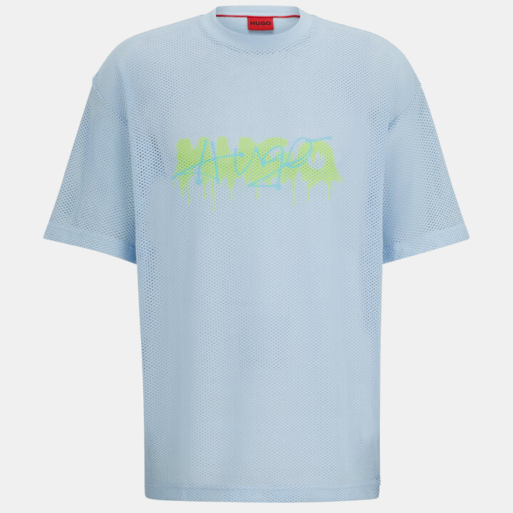 HUGO BOSS Blue Printed Mesh Crewneck Dstaros T-Shirt M