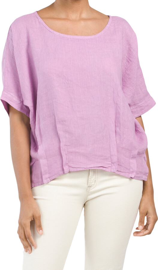 Bellambra Made In Italy Linen Boxy Side Pintuck Top ShopStyle