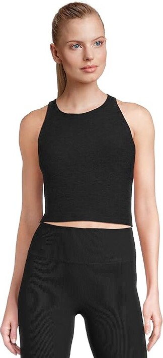Beyond Yoga Spacedye Refocus Cropped Tank Top Women's Clothing Darkest Night : 1X Elastane/Polyester