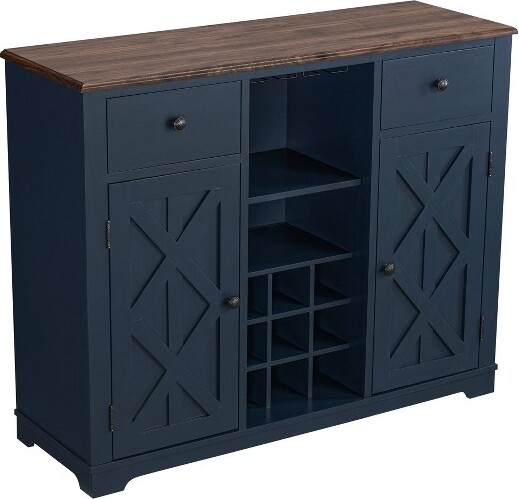 Home Essentials 47"WoodBarCabinetwithBrushedNickelKnobsNavy-HomeEssentials