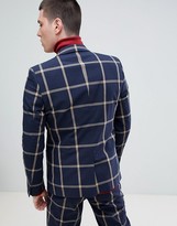 Thumbnail for your product : ASOS DESIGN skinny suit jacket in navy seersucker windowpane check