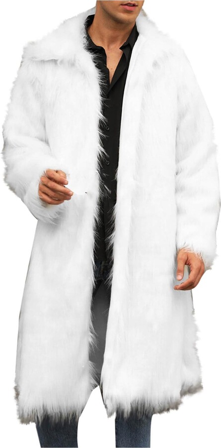 White Fur Collar Men's Fur Coat Clearance Mens Fur Collar