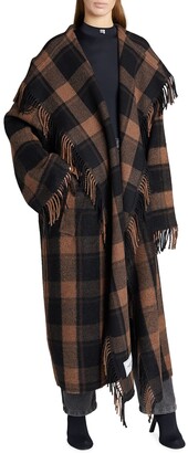 fringed blanket coat