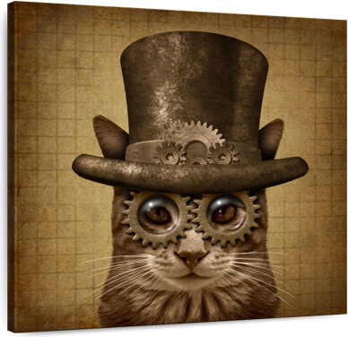 Ebern Designs Crowle Vintage Steampunk Cat
