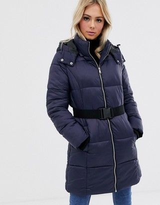 Pieces long line padded puffer jacket