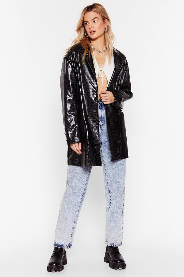 faux patent leather jacket