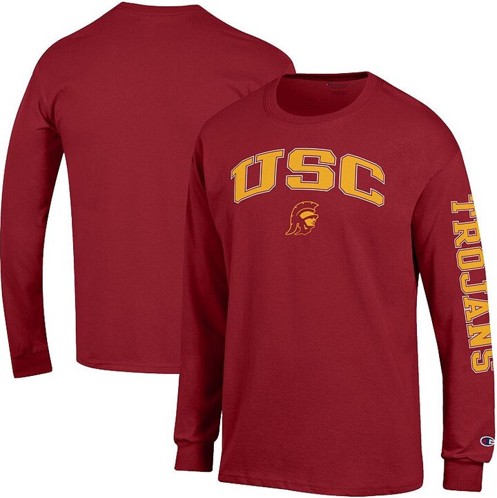 Men's Champion Cardinal USC Trojans Arch Over Logo 2-Hit Long Sleeve T-Shirt