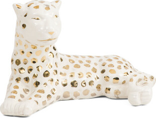 TJMAXX 10X6 Leopard Lying Down Statuary Decor, Gold