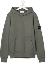 Thumbnail for your product : Stone Island Junior Arm-Logo Cotton Hoodie