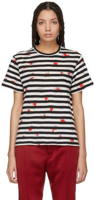 Proenza Schouler Black and Off-White Striped Tissue T-Shirt