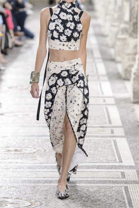 Proenza Schouler Layered Floral-print Satin-crepe Midi Skirt - Off-white