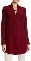 Thumbnail for your product : David Lerner Lattice Split Neck Silk Shirt Dress