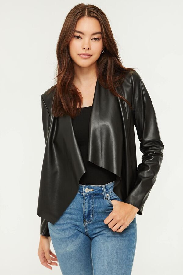 grey leather waterfall jacket