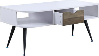 Latitude Run Rectangular Coffee Table With 1 Storage Drawer, White And Black
