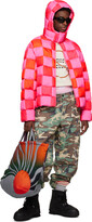 Thumbnail for your product : ERL Pink & Red Gradient Checker Hooded Puffer Coat