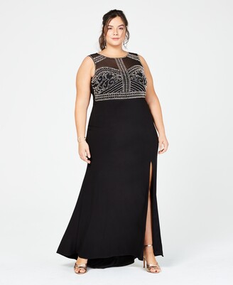 Morgan & Company Trendy Plus Size Beaded Gown
