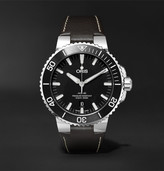 Thumbnail for your product : Oris Aquis 43mm Stainless Steel And Leather Watch, Ref. No. 01 733 7730 4154-07 5 24 10eb