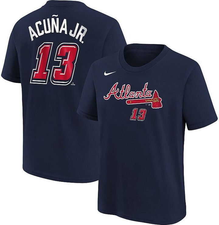 Toddler Nike Ronald Acuña Jr. Navy Atlanta Braves 2025 MLB Speedway Classic Name & Number T-Shirt