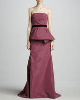 Thumbnail for your product : Carolina Herrera Strapless Peplum Gown, Mulberry